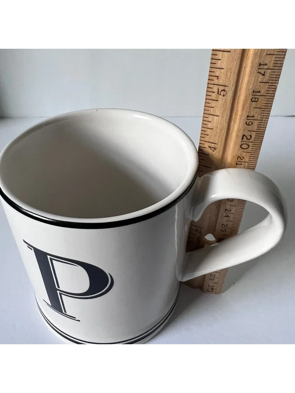 Sur La Table Monogram Mug French Bistro Stoneware Letter 